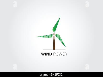 Modèle de logo Wind Power Design Vector ou Icon Illustration de Vecteur