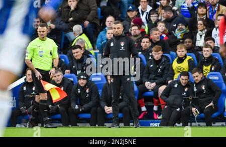 Gary O'Neil, entraîneur-chef de Bournemouth, lors du match Premier League entre Brighton & Hove Albion et AFC Bournemouth au stade de la communauté American Express, Brighton, Royaume-Uni - 4th février 2023 photo Simon Dack/Telephoto Images. Usage éditorial uniquement. Pas de merchandising. Pour les images de football, les restrictions FA et Premier League s'appliquent inc. Aucune utilisation Internet/mobile sans licence FAPL - pour plus de détails, contactez football Dataco Banque D'Images