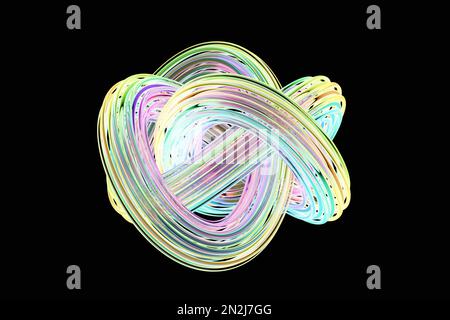 3D illustration, illusion transparente isométriques formes abstraites formes colorées entrelacées Banque D'Images