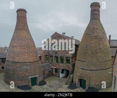 Stoke-on-trent, Staffordshire, Angleterre, Old Gladstone Potteries et musée avec fours à bouteilles dans le centre de Stoke on Trent, Staffordshire, Royaume-Uni. Banque D'Images