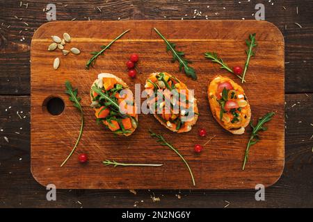 Bruschetta avec potiron à bord, plat Banque D'Images