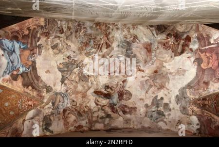 Restauration de la peinture de plafond par Antonio Palomino dans l'église Saint Johns Valence Espagne Banque D'Images