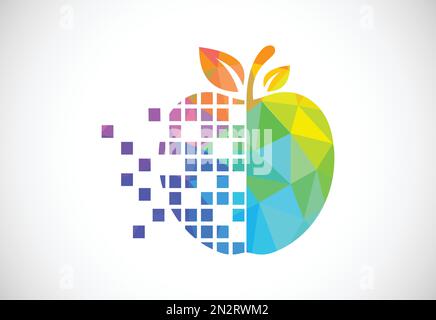 Symbole de symbole de symbole de logo de pomme ou de données de style poly bas sur fond blanc Illustration de Vecteur