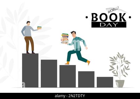 Entre le jour du livre des gens, image vectorielle sur le thème de la Journée mondiale du livre Illustration de Vecteur