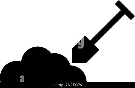 Icône de silhouette de pelle et de saleté. Creuser le sol. Vecteur modifiable. Illustration de Vecteur