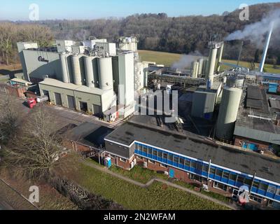 Vue aérienne de l'usine de chocolat Cadbury à Marlbrook près de Leominster dans le Herefordshire, Royaume-Uni Banque D'Images