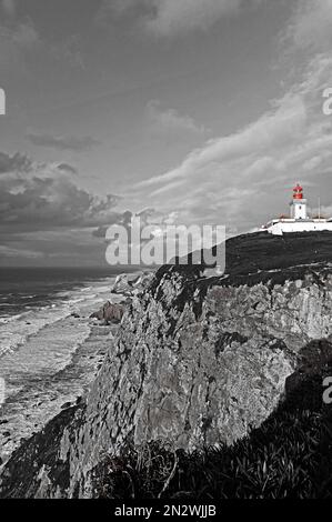 sintra, portugal - 2023-01-17: cabo da roca et phare - point le plus à l'ouest de l'europe -- [credit: joachim affeldt - format plus grand disponible sur Banque D'Images