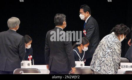 Tokyo, Japon. 07th févr. 2023. Le Premier ministre japonais Fumio Kishida est vu quitter les territoires du Nord demande de retour convention nationale à Tokyo, Japon, 7 février 2023. La Journée du territoire du Nord est destinée à rappeler au monde le Traité commercial Japon-Russie signé ce jour-là en 1855 par Shogunate Japon et Tzarist Russie, reconnaissant les quatre îles du Nord occupées comme faisant partie du Japon, et la frontière a été établie entre l'île d'Etorofu et l'île d'Uruppu. Photo par Keizo Mori/UPI crédit: UPI/Alay Live News Banque D'Images