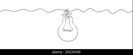 Arrière-plan linéaire de l'ampoule. Un dessin de ligne continu d'une enseigne d'ampoule. Illustration vectorielle. Icône d'ampoule linéaire isolée Illustration de Vecteur