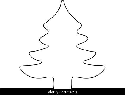 Arbre de Noël - dessin d'une ligne. Ligne continue. Illustration minimaliste dessinée à la main, vecteur. Illustration de Vecteur