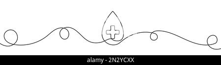 Tracé continu de la goutte de sang. Icône de ligne de dépôt de sang. Arrière-plan de mise en plan à une ligne. Illustration vectorielle. Illustration de l'icône goutte de sang Illustration de Vecteur