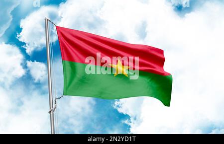 Drapeau du Burkina Faso sur fond de ciel. 3D rendu Banque D'Images