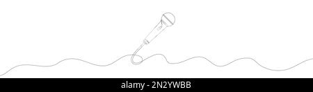 Dessin continu du microphone. Une icône de ligne du microphone. Arrière-plan de mise en plan à une ligne. Illustration vectorielle. Illustration de la ligne du microphone Illustration de Vecteur