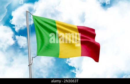 Drapeau du Mali sur fond de ciel. 3D rendu Banque D'Images