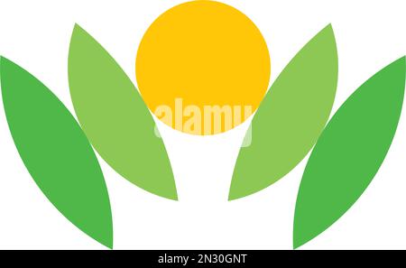 motif icône représentant une feuille de printemps et un soleil Illustration de Vecteur