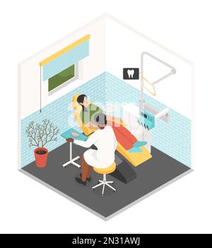 Visite d'un dentiste - vecteur moderne illustration isométrique colorée Illustration de Vecteur
