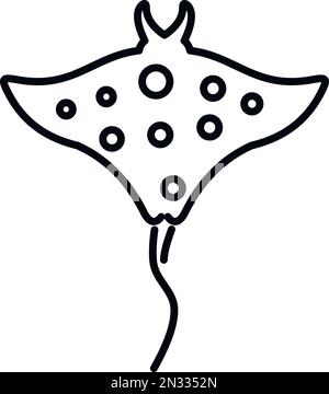 Vecteur de contour de l'icône Stingray. Animal de mer. Rayon de poisson Illustration de Vecteur