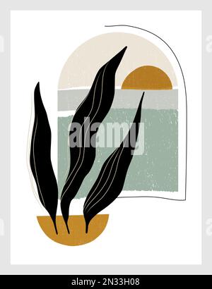 Imprimé art moderne du milieu du siècle. Art. Imprimable mural Gallery Décoration intérieure de style boho. Illustration de Vecteur