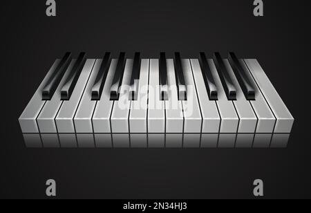 Notes musicales au piano, clavier électronique, touches de piano à icônes. Illustration vectorielle Illustration de Vecteur