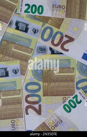 gros plan de 200 billets en euros Banque D'Images