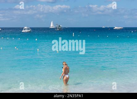 Bayshore Beach, Carlisle Bay, Bridgetown, paroisse St Michael, Barbade, Antilles néerlandaises, Caraïbes Banque D'Images
