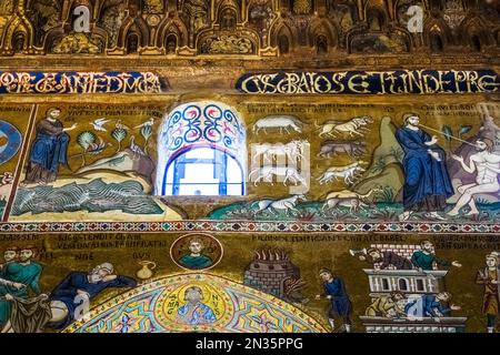 Mosaïque byzantine dans la chapelle palatine du Palais normand à Palerme - Sicile, Italie Banque D'Images