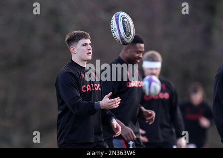 Cardiff, Royaume-Uni. 07th févr. 2023. Joe Hawkins du pays de Galles lors de la session de rugby au pays de Galles, Vale of Glamorgan, le mardi 7th février 2023. L'équipe se prépare pour le match de championnat Guinness des six nations contre l'Écosse ce week-end . photo par Andrew Orchard/Andrew Orchard sports photographie/ Alamy Live News crédit: Andrew Orchard sports photographie/Alamy Live News Banque D'Images