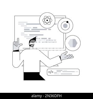 Illustrations vectorielles abstraites de concept de structures multi plates-formes.Outil de création de programmation, cadre de développement logiciel, structure multi plate-forme, interface utilisateur d'application, métaphore abstraite du processus de codage. Illustration de Vecteur