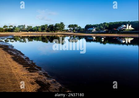 Le cours de Mimizan à marée basse, département des Landes, sud-ouest de la France Banque D'Images