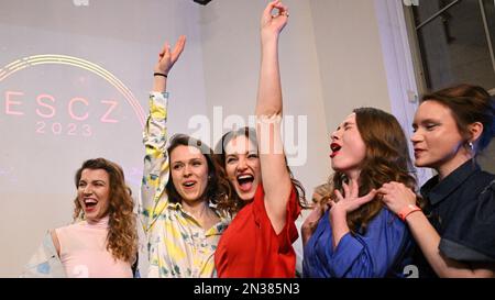 Prague, République tchèque. 07th févr. 2023. Le groupe de musique Vesna a remporté le concours national tchèque de l'Eurovision à Prague, en République tchèque, en 7 février 2023. Crédit : Michal Kamaryt/CTK photo/Alay Live News Banque D'Images