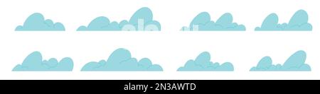 Ensemble isolé de nuages simples. Icône de ciel plate, logo de nuage. Illustration vectorielle de dessin animé isolée sur fond blanc. Illustration de Vecteur