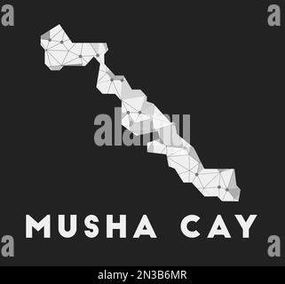 Musha Cay - carte du réseau de communication de l'île. Musha Cay design géométrique tendance sur fond sombre. Technologie, Internet, réseau, télécommunicatio Illustration de Vecteur