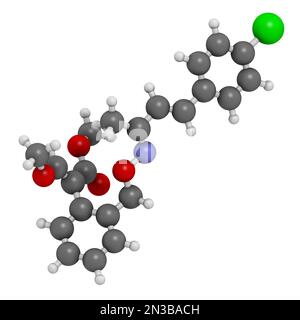 Molécule de fongicide d'Enoxastrobine. 3D rendu. Les atomes sont représentés sous forme de sphères avec un codage couleur conventionnel : hydrogène (blanc), carbone (gris), oxyge Banque D'Images