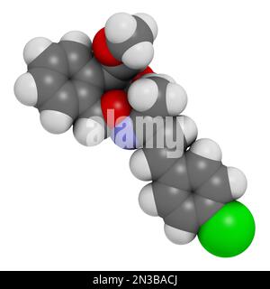 Molécule de fongicide d'Enoxastrobine. 3D rendu. Les atomes sont représentés sous forme de sphères avec un codage couleur conventionnel : hydrogène (blanc), carbone (gris), oxyge Banque D'Images