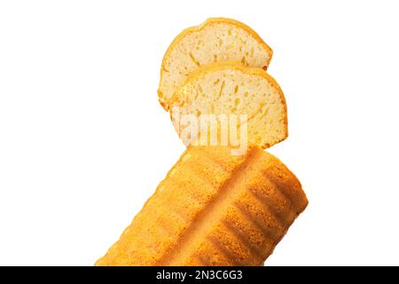 Gâteau au citron en tranches, gâteau fait maison. Banque D'Images