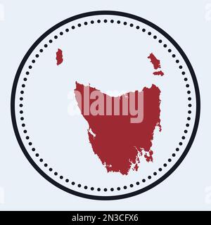 Timbre rond de Tasmanie. Logo rond avec plan de l'île et titre. Badge chic minimaliste Tasmania avec carte. Illustration vectorielle. Illustration de Vecteur