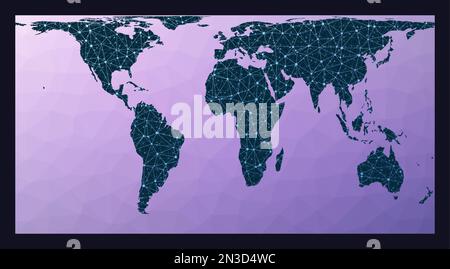 Carte abstraite du monde des télécommunications. Projection de surface égale cylindrique. Carte du réseau mondial. Globe filaire en projection cylindrique de surface égale sur geomet Illustration de Vecteur