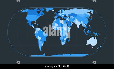 Carte du monde. Projection Eckert IV. Illustration futuriste pour votre infographie. Belle palette de couleurs bleues. Illustration vectorielle authentique. Illustration de Vecteur