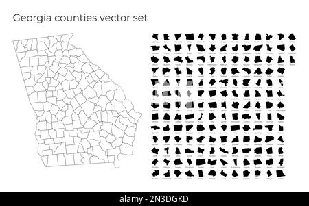 Carte de Géorgie avec formes de régions. Carte vectorielle vierge de l'État des États-Unis avec comtés. Frontières de l'état américain pour votre infographie. Illustration vectorielle. Illustration de Vecteur