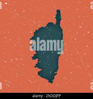 Carte d'époque Corse. Grunge carte de l'île avec la texture en difficulté. Affiche Corse. Illustration vectorielle. Illustration de Vecteur