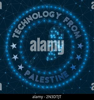 Technologie de Palestine. Emblème géométrique futuriste du pays. Concept technologique. Logo Round Palestine. Illustration vectorielle. Illustration de Vecteur