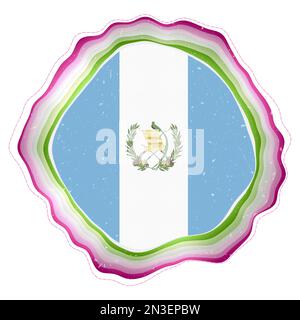 Drapeau guatémaltèque dans le cadre. Badge du pays. Signe circulaire superposé autour du drapeau du Guatemala. Illustration vectorielle vibrante. Illustration de Vecteur