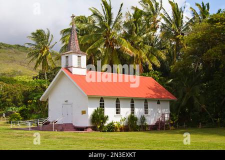 Église notre-Dame des sept douleurs, construite en 1874 par le Père Damien. C'est la plus ancienne église de Molokai Banque D'Images