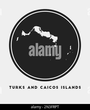 Icône des îles Turks et Caicos. Logo rond avec plan de l'île et titre. Badge élégant des îles Turks et Caicos avec carte. Illustration vectorielle. Illustration de Vecteur