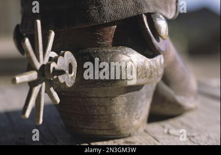 Détail d'une botte de cow-boy avec éperon ; Seward, Nebraska, États-Unis d'Amérique Banque D'Images