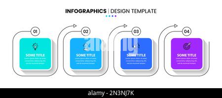 Modèle d'infographie avec icônes et 4 options ou étapes. Rectangles. Peut être utilisé pour la mise en page de flux de travail, le diagramme, la bannière, la conception Web. Illustration vectorielle Illustration de Vecteur