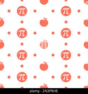 Pi Day Seamless Pattern Design avec constantes mathématiques ou Pie cuite dans le modèle dessin main dessin dessin dessin dessin à plat de dessin animé Illustration de Vecteur