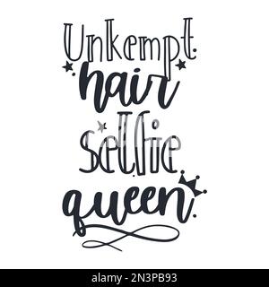 Grand sélfie à cheveux inconnu. Citations de vecteur de cheveux désordonné. Illustration de Vecteur