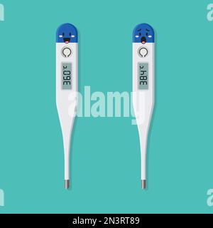 Caractères émoji des fevers et température corporelle normale. Illustration vectorielle Illustration de Vecteur