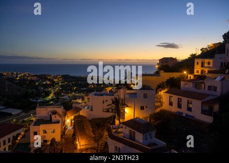 Vue sur la vieille ville de la Calera dans la soirée, Valle Gran Rey, la Gomera, Espagne Banque D'Images